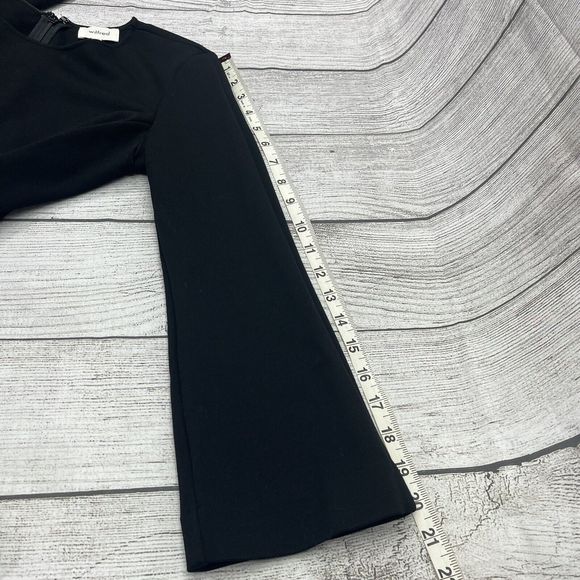 Aritzia Wilfred Black Scriva Sheath Dress Bell Sleeves LBD Ponte Knit Size S - Picture 8 of 8